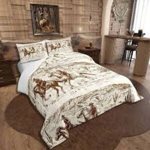 ✨ RARE Western Cowboy Toile Twin Comforter Set Vintage Style✨